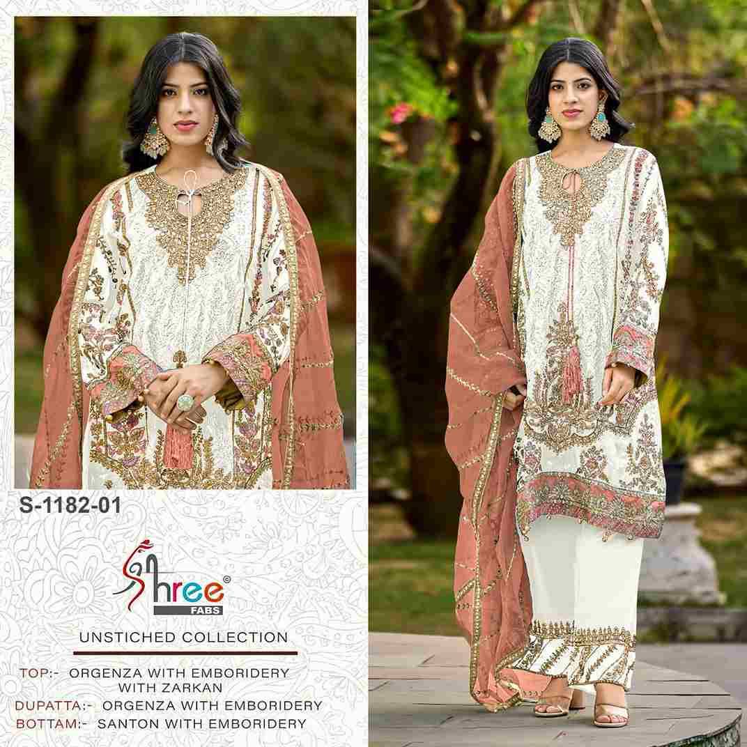 Shree Fabs Hit Design S-1182 Colours Vol-4 By Shree Fabs 1182-01 To 1182-04 Series Designer Pakistani Suits Beautiful Fancy Stylish Colorful Party Wear & Occasional Wear Organza Embroidery Dresses At Wholesale Price