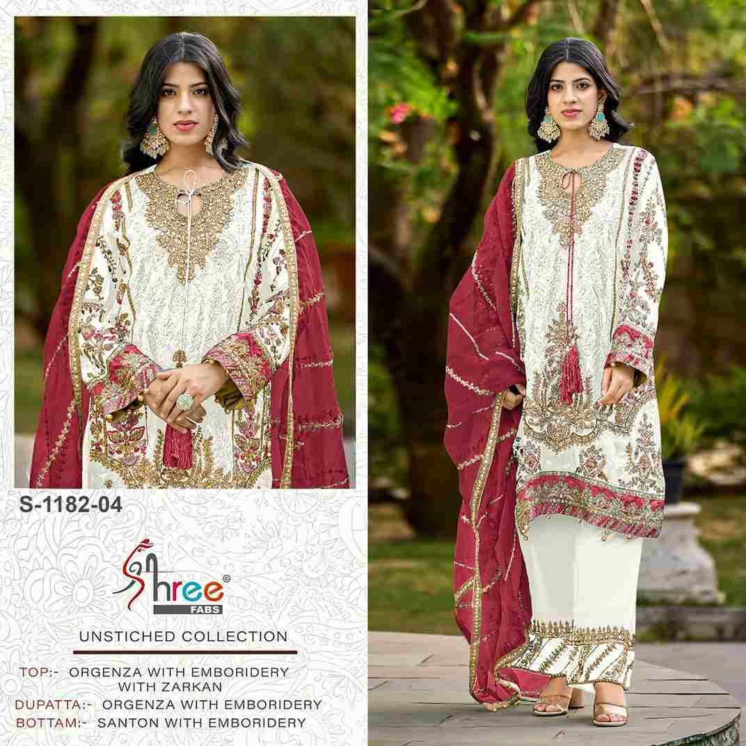 Shree Fabs Hit Design S-1182 Colours Vol-4 By Shree Fabs 1182-01 To 1182-04 Series Designer Pakistani Suits Beautiful Fancy Stylish Colorful Party Wear & Occasional Wear Organza Embroidery Dresses At Wholesale Price