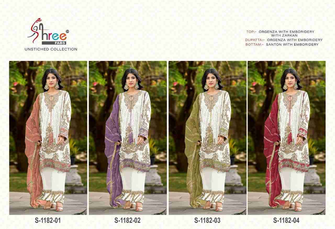 Shree Fabs Hit Design S-1182 Colours Vol-4 By Shree Fabs 1182-01 To 1182-04 Series Designer Pakistani Suits Beautiful Fancy Stylish Colorful Party Wear & Occasional Wear Organza Embroidery Dresses At Wholesale Price