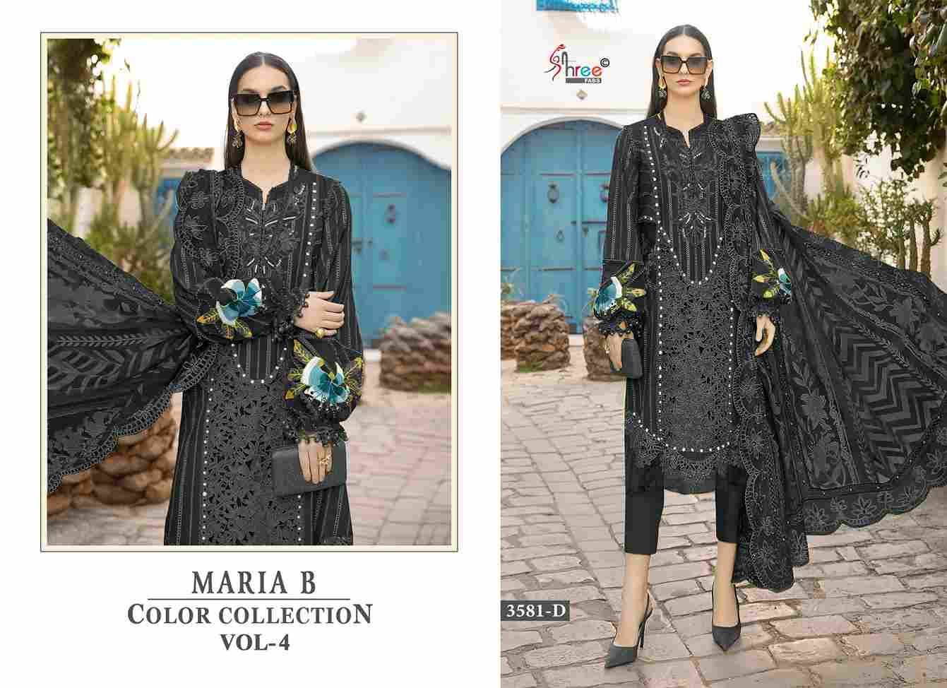 Maria B Color Collection Vol-4 By Shree Fabs 3581-A To 3581-D Series Designer Pakistani Suits Collection Beautiful Stylish Fancy Colorful Party Wear & Ethnic Wear Pure Viscose With Pure Cotton With Embroidery Dresses At Wholesale Price