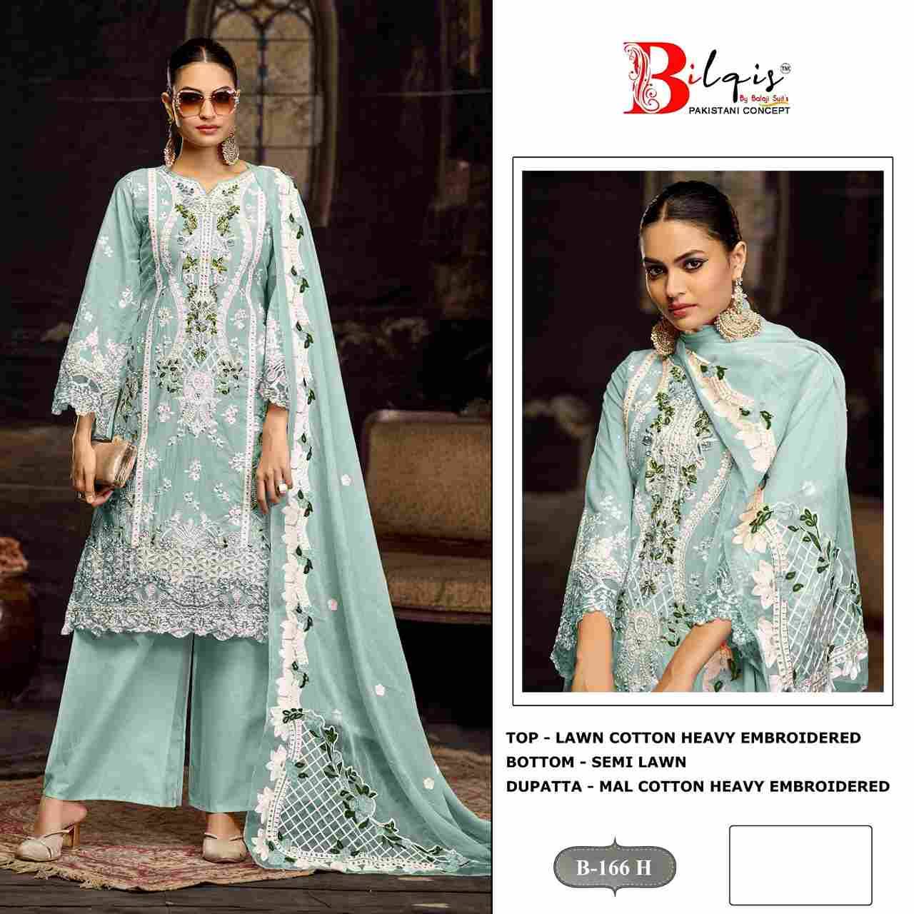 Bilqis 166 Colours Vol-2 By Bilqis 166-E To 166-H Series Beautiful Pakistani Suits Stylish Fancy Colorful Party Wear & Occasional Wear Lawn Cotton Embroidery Dresses At Wholesale Price