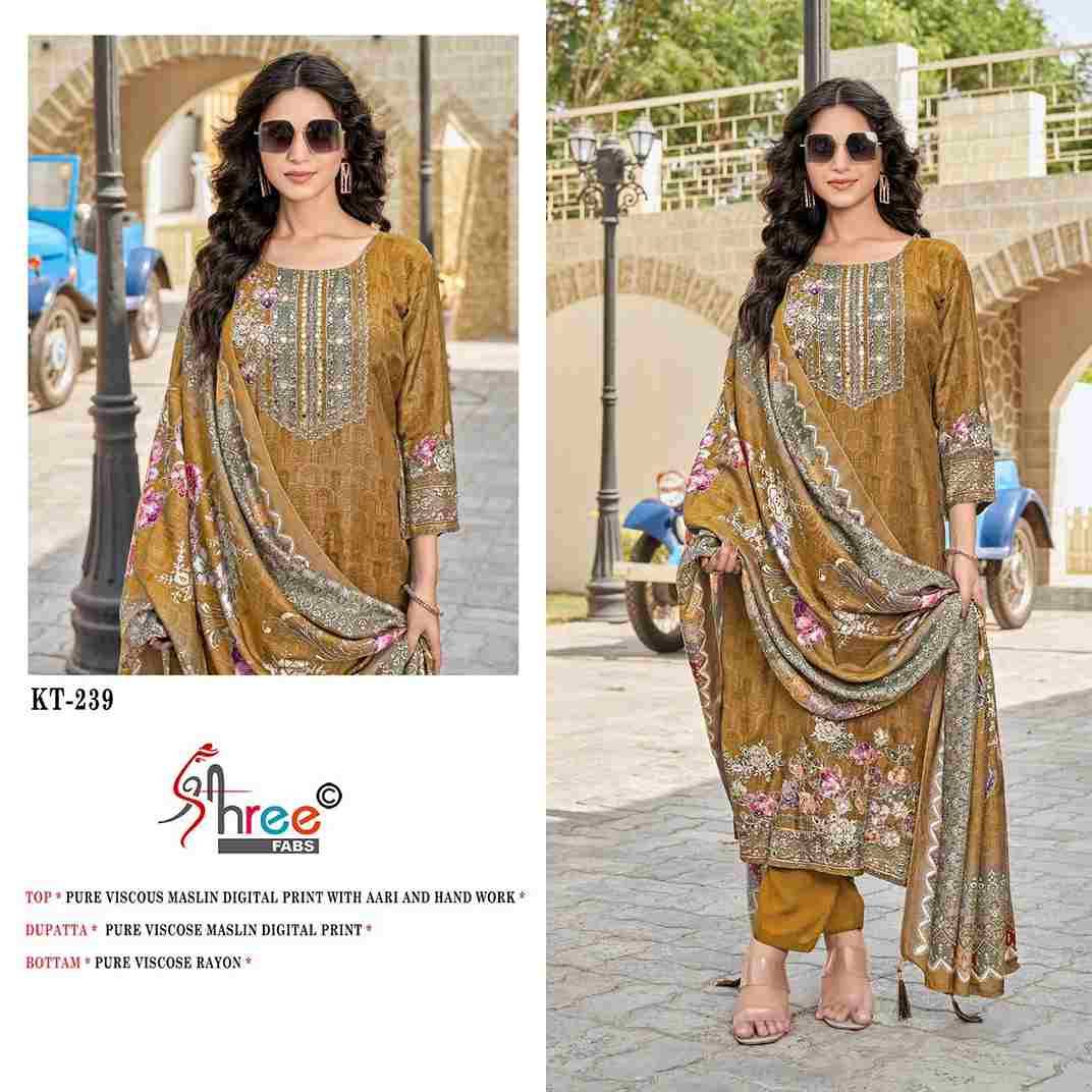 Shree Fabs Hit Design KT-239 Colours By Shree Fabs KT-239 To KT-239-C Series Designer Pakistani Suits Beautiful Fancy Stylish Colorful Party Wear & Occasional Wear Pure Viscose Muslin Embroidery Dresses At Wholesale Price