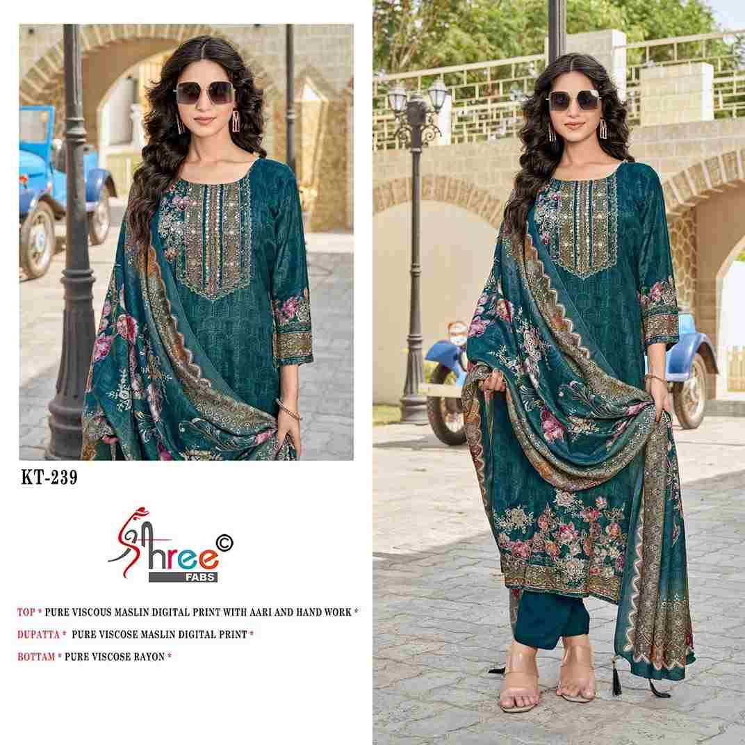 Shree Fabs Hit Design KT-239 Colours By Shree Fabs KT-239 To KT-239-C Series Designer Pakistani Suits Beautiful Fancy Stylish Colorful Party Wear & Occasional Wear Pure Viscose Muslin Embroidery Dresses At Wholesale Price