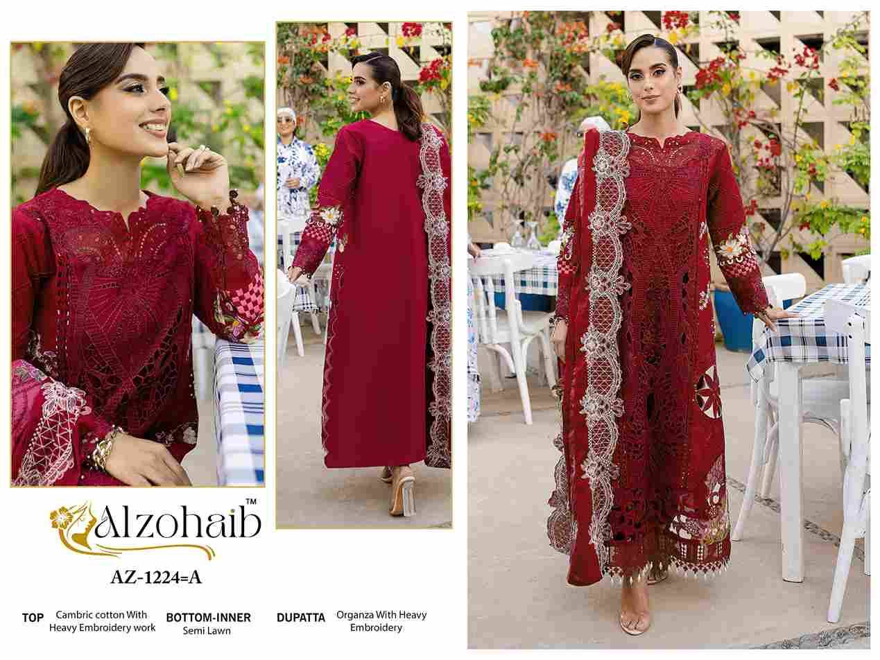 Alzohaib-1222 Colours By Alzohaib 1222-A To 1222-B Series Beautiful Pakistani Suits Stylish Fancy Colorful Party Wear & Occasional Wear Cambric Cotton Print Dresses At Wholesale Price