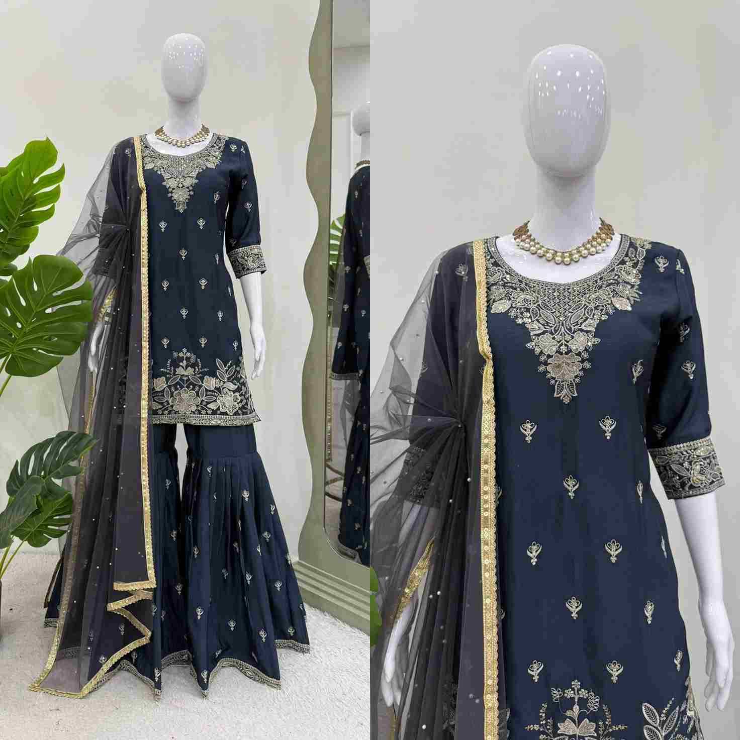 K-1510 By Fashid Wholesale 01 To 03 Sharara Suits Beautiful Fancy Colorful Stylish Party Wear & Occasional Wear Heavy Chinnon Dresses At Wholesale Price