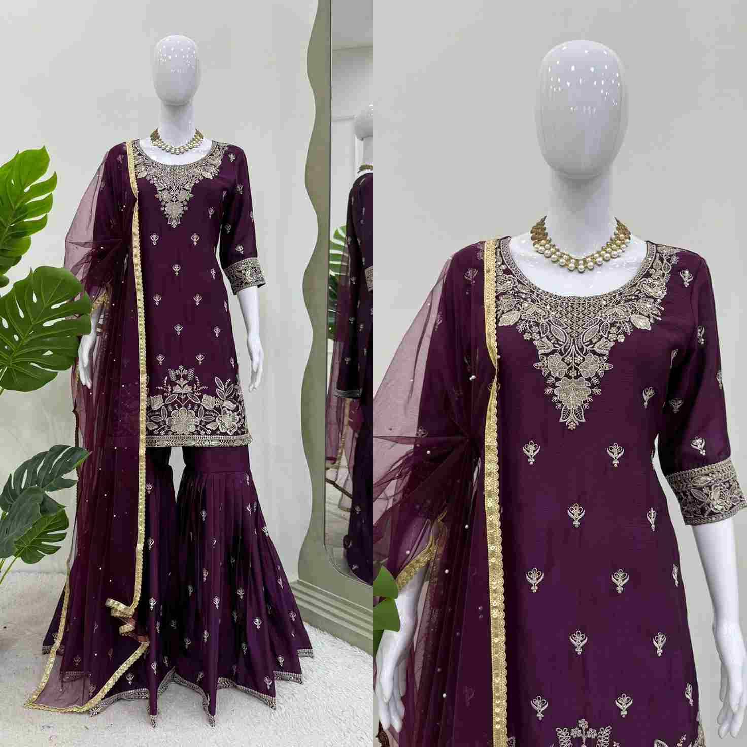 K-1510 By Fashid Wholesale 01 To 03 Sharara Suits Beautiful Fancy Colorful Stylish Party Wear & Occasional Wear Heavy Chinnon Dresses At Wholesale Price