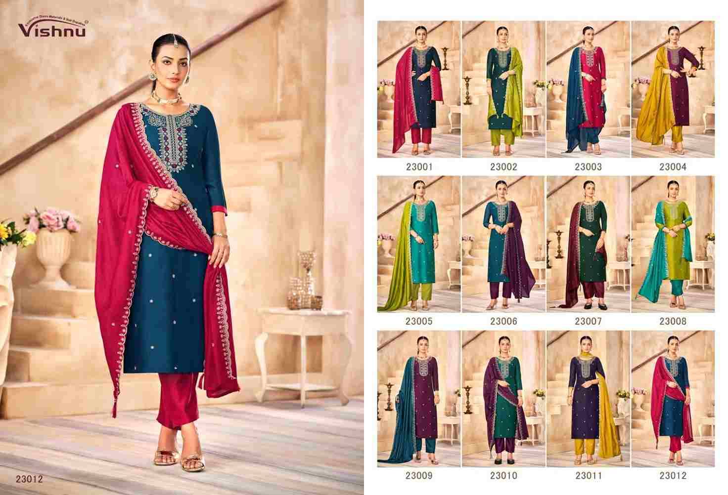 Haseena By Vishnu 23001 To 23012 Series Beautiful Stylish Festive Suits Fancy Colorful Casual Wear & Ethnic Wear & Ready To Wear Vichitra Silk Dresses At Wholesale Price