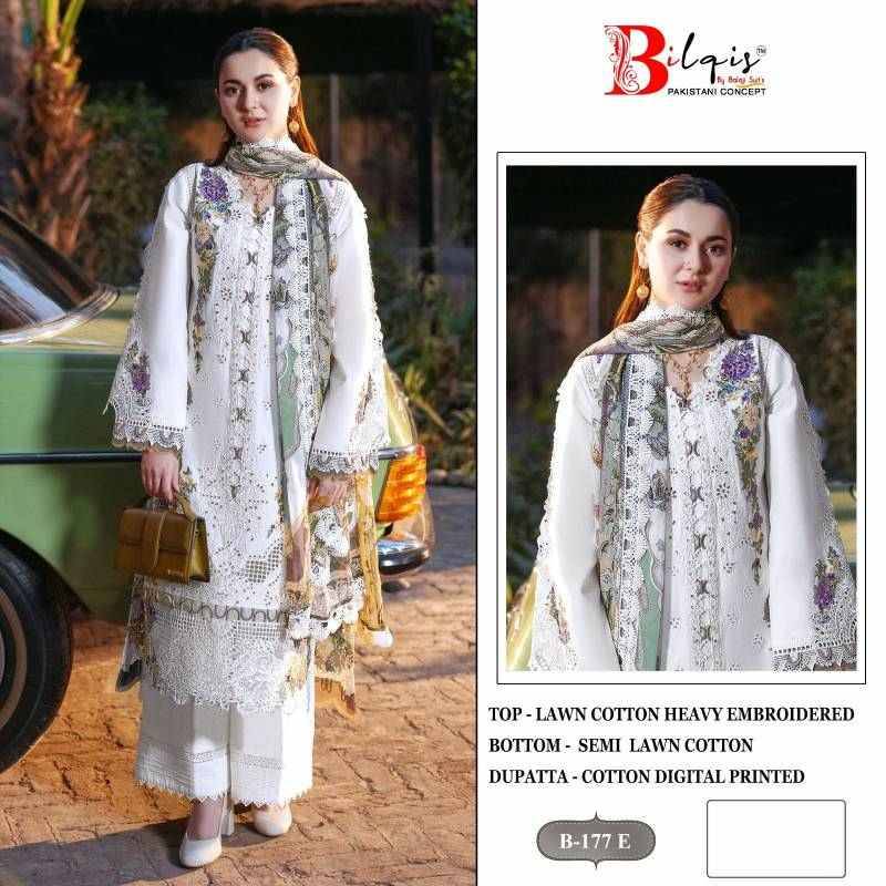 Bilqis 177 Colours Vol-2 By Bilqis 177-E To 177-H Series Beautiful Pakistani Suits Stylish Fancy Colorful Party Wear & Occasional Wear Cotton Lawn Embroidery Dresses At Wholesale Price