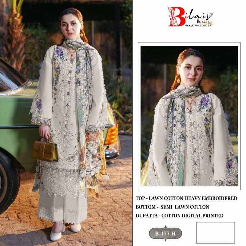 Bilqis 177 Colours Vol-2 By Bilqis 177-E To 177-H Series Beautiful Pakistani Suits Stylish Fancy Colorful Party Wear & Occasional Wear Cotton Lawn Embroidery Dresses At Wholesale Price