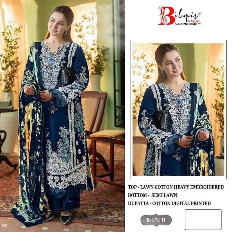 Bilqis 174 Colours Vol-2 By Bilqis 174-E To 174-H Series Beautiful Pakistani Suits Stylish Fancy Colorful Party Wear & Occasional Wear Cotton Lawn Embroidery Dresses At Wholesale Price
