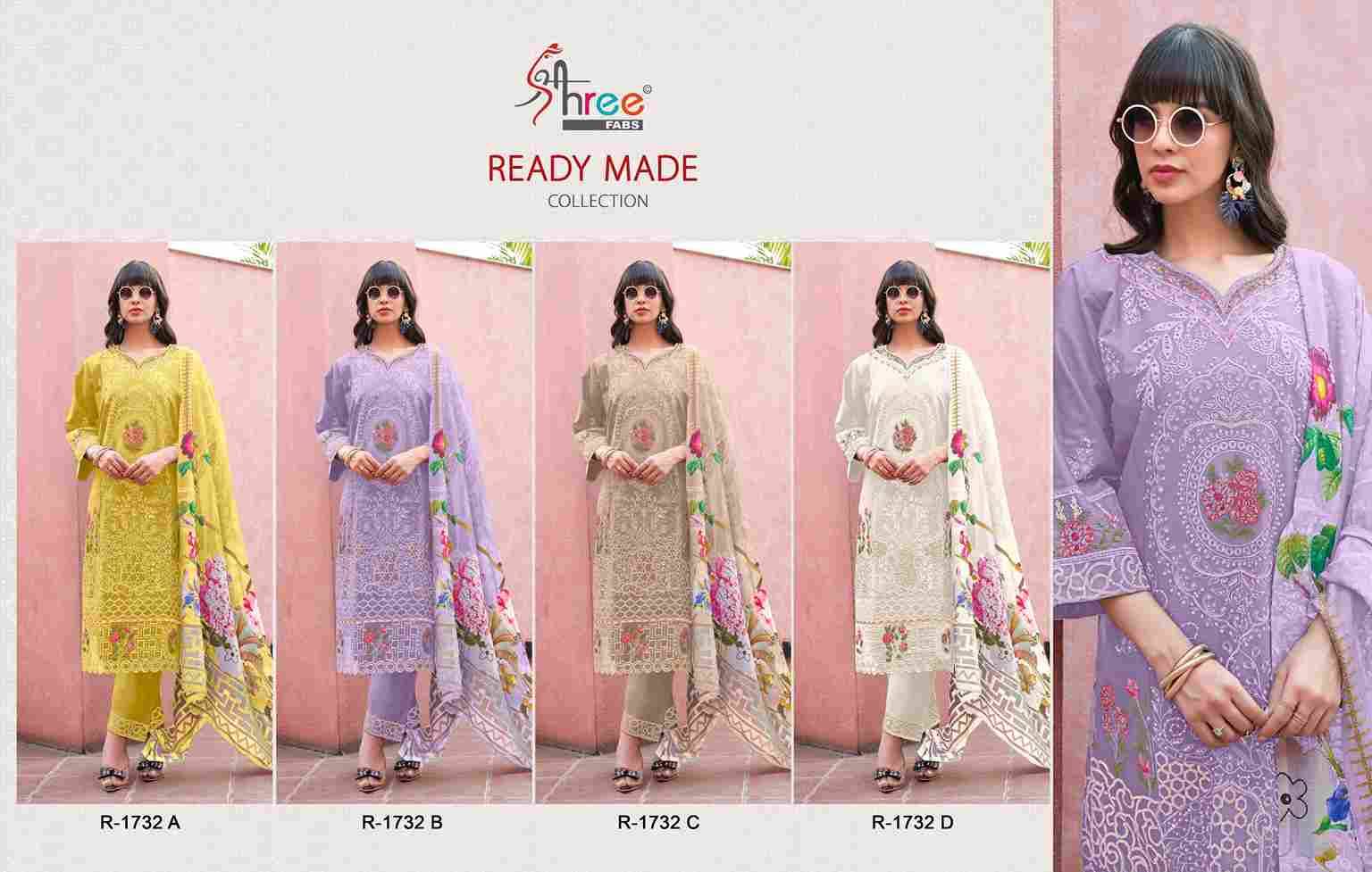 Shree Fabs Hit Design R-1732 Colours By Shree Fabs R-1732-A To R-1732-D Series Beautiful Pakistani Suits Stylish Fancy Colorful Party Wear & Occasional Wear Cambric Lawn Cotton Embroidered Dresses At Wholesale Price