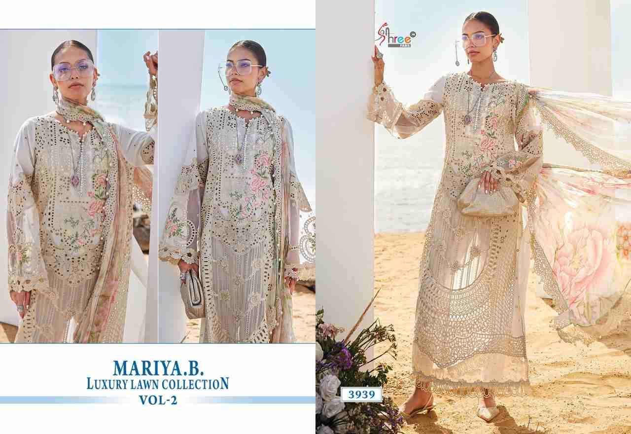 Mariya.B. Luxury Lawn Collection Vol-2 By Shree Fabs 3939 To 3944 Series Designer Pakistani Suits Collection Beautiful Stylish Fancy Colorful Party Wear & Ethnic Wear Pure Viscose With Pure Cotton With Embroidery Dresses At Wholesale Price