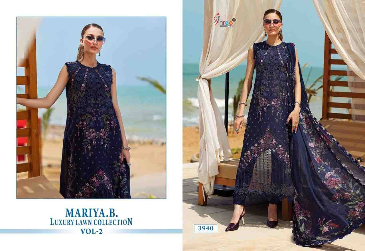 Mariya.B. Luxury Lawn Collection Vol-2 By Shree Fabs 3939 To 3944 Series Designer Pakistani Suits Collection Beautiful Stylish Fancy Colorful Party Wear & Ethnic Wear Pure Viscose With Pure Cotton With Embroidery Dresses At Wholesale Price