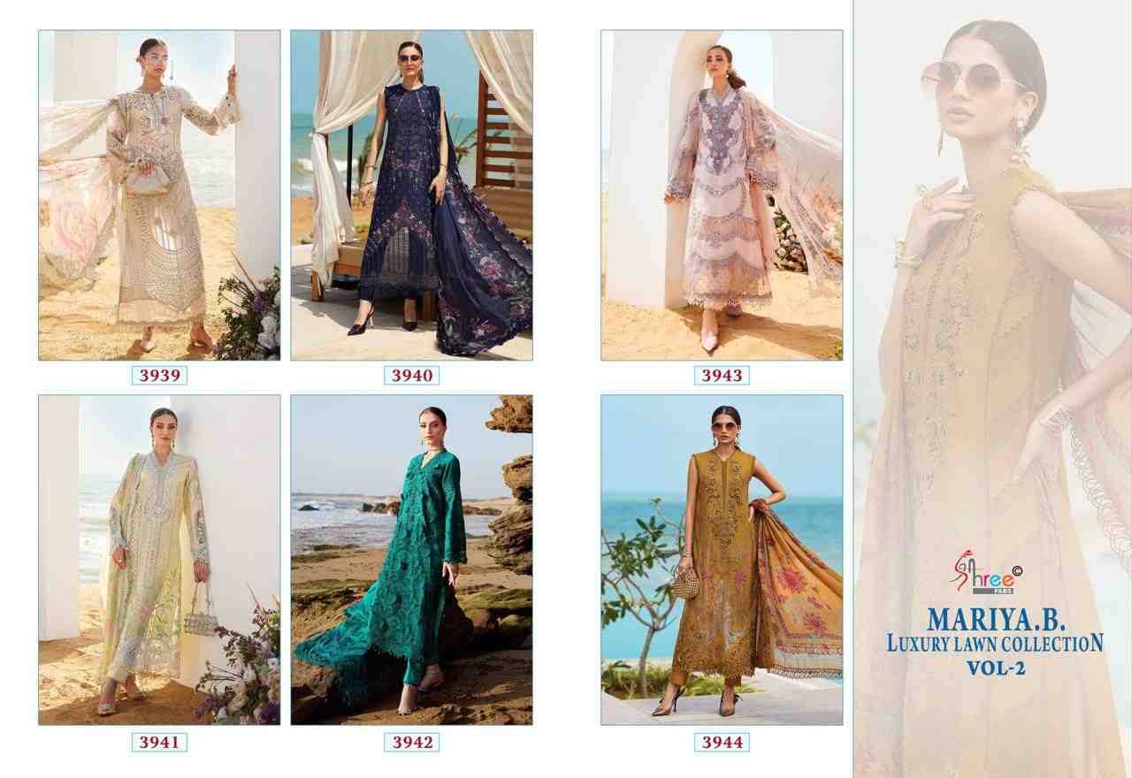 Mariya.B. Luxury Lawn Collection Vol-2 By Shree Fabs 3939 To 3944 Series Designer Pakistani Suits Collection Beautiful Stylish Fancy Colorful Party Wear & Ethnic Wear Pure Viscose With Pure Cotton With Embroidery Dresses At Wholesale Price