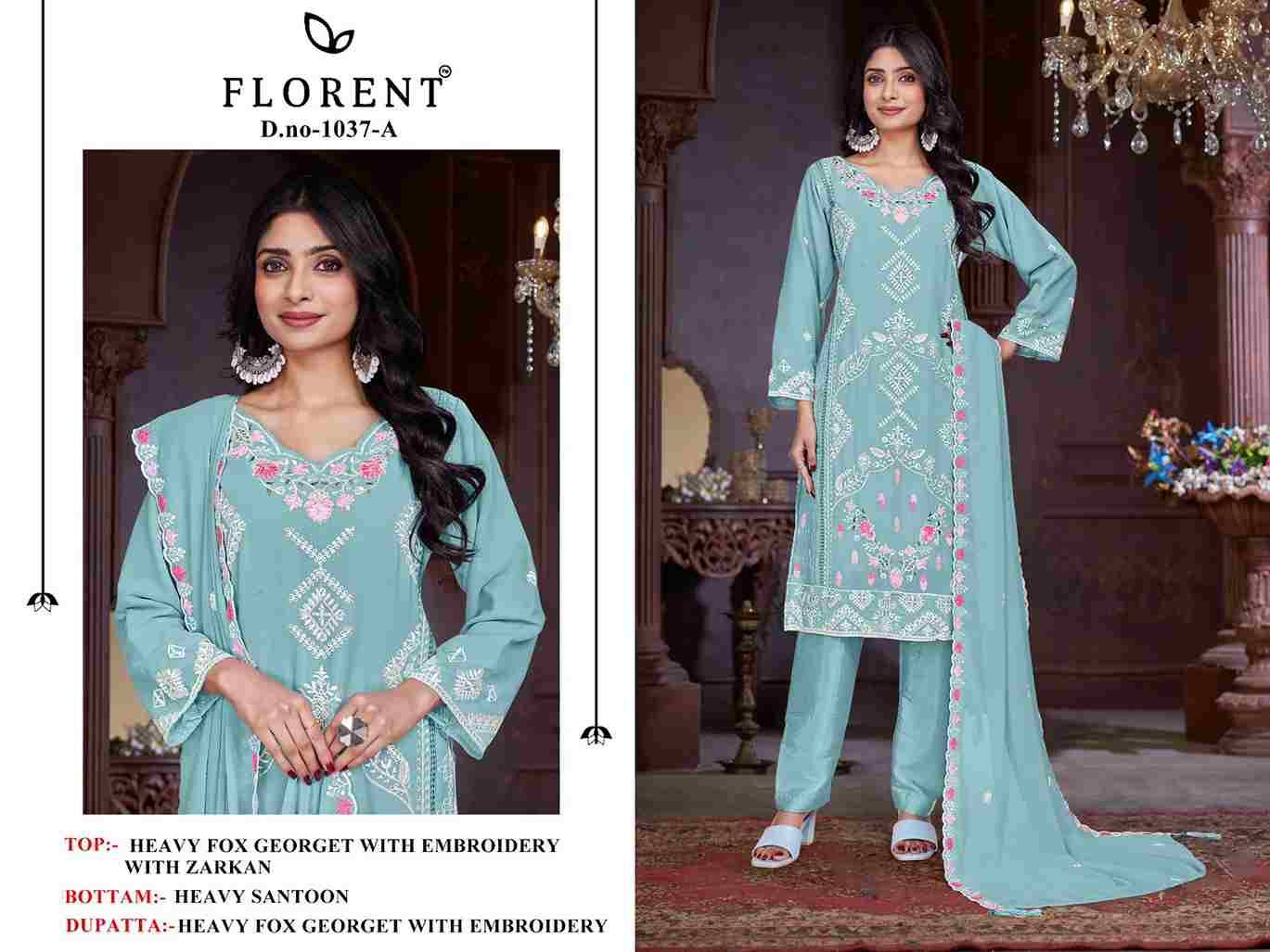 Florent 1037 Colours By Fashid Wholesale 1037-A To 1037-D Series Beautiful Pakistani Suits Stylish Fancy Colorful Party Wear & Occasional Wear Faux Georgette Dresses At Wholesale Price