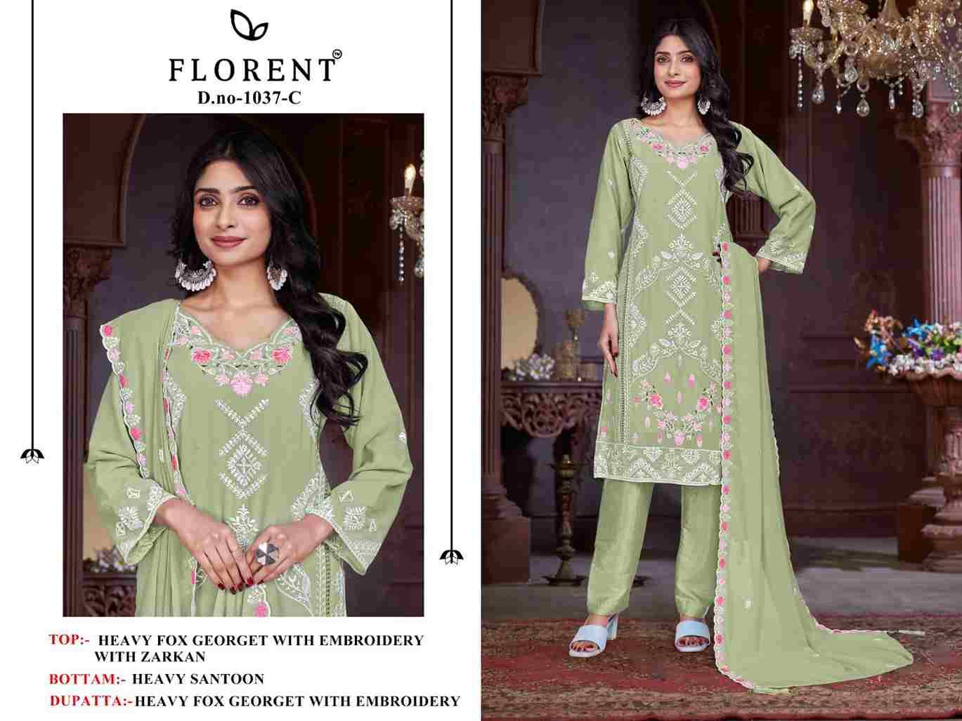 Florent 1037 Colours By Fashid Wholesale 1037-A To 1037-D Series Beautiful Pakistani Suits Stylish Fancy Colorful Party Wear & Occasional Wear Faux Georgette Dresses At Wholesale Price