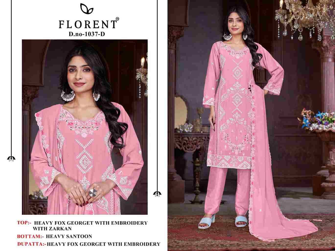 Florent 1037 Colours By Fashid Wholesale 1037-A To 1037-D Series Beautiful Pakistani Suits Stylish Fancy Colorful Party Wear & Occasional Wear Faux Georgette Dresses At Wholesale Price