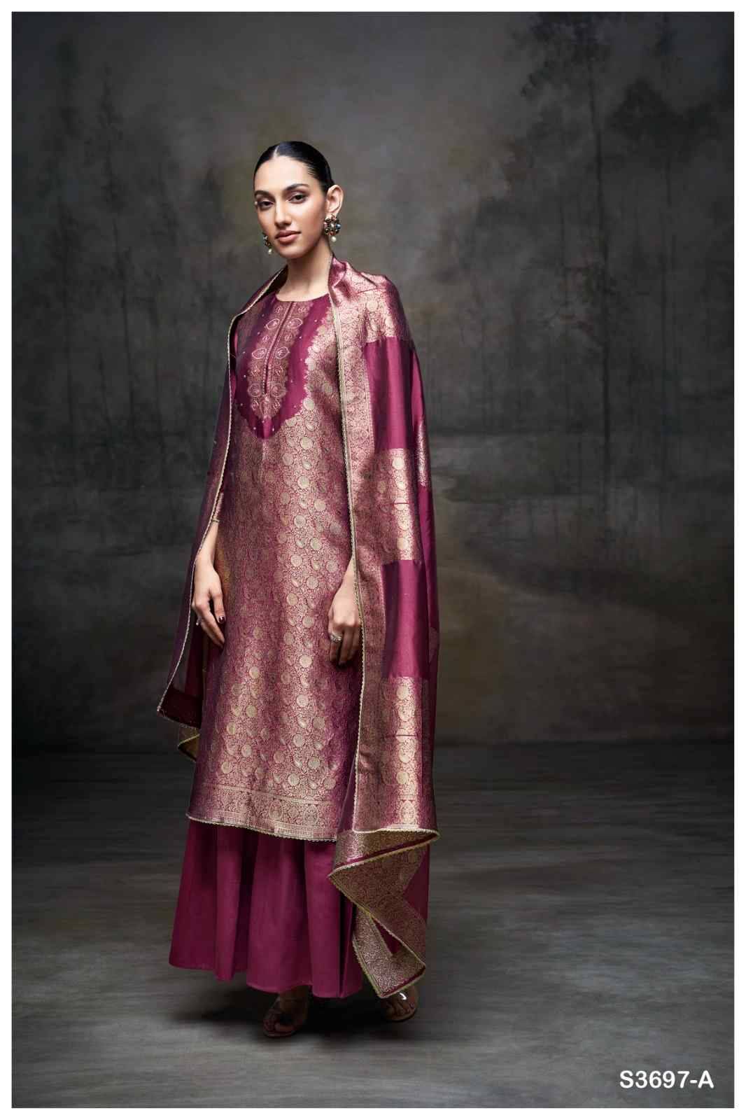 Kimberly-3697 By Ganga Fashion 3697-A To 3697-D Series Beautiful Festive Suits Colorful Stylish Fancy Casual Wear & Ethnic Wear Pure Viscose Silk Jacquard Dresses At Wholesale Price