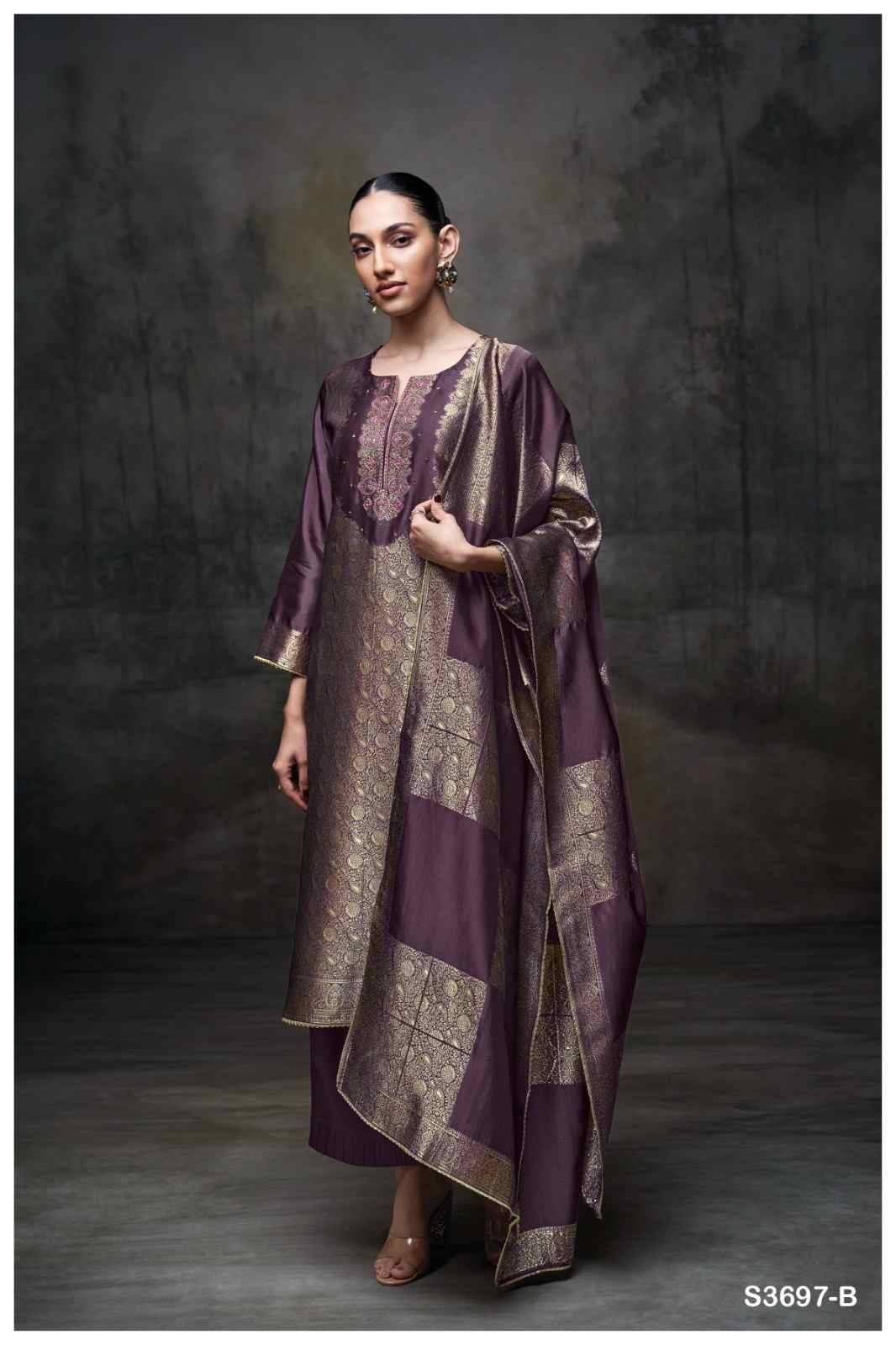 Kimberly-3697 By Ganga Fashion 3697-A To 3697-D Series Beautiful Festive Suits Colorful Stylish Fancy Casual Wear & Ethnic Wear Pure Viscose Silk Jacquard Dresses At Wholesale Price