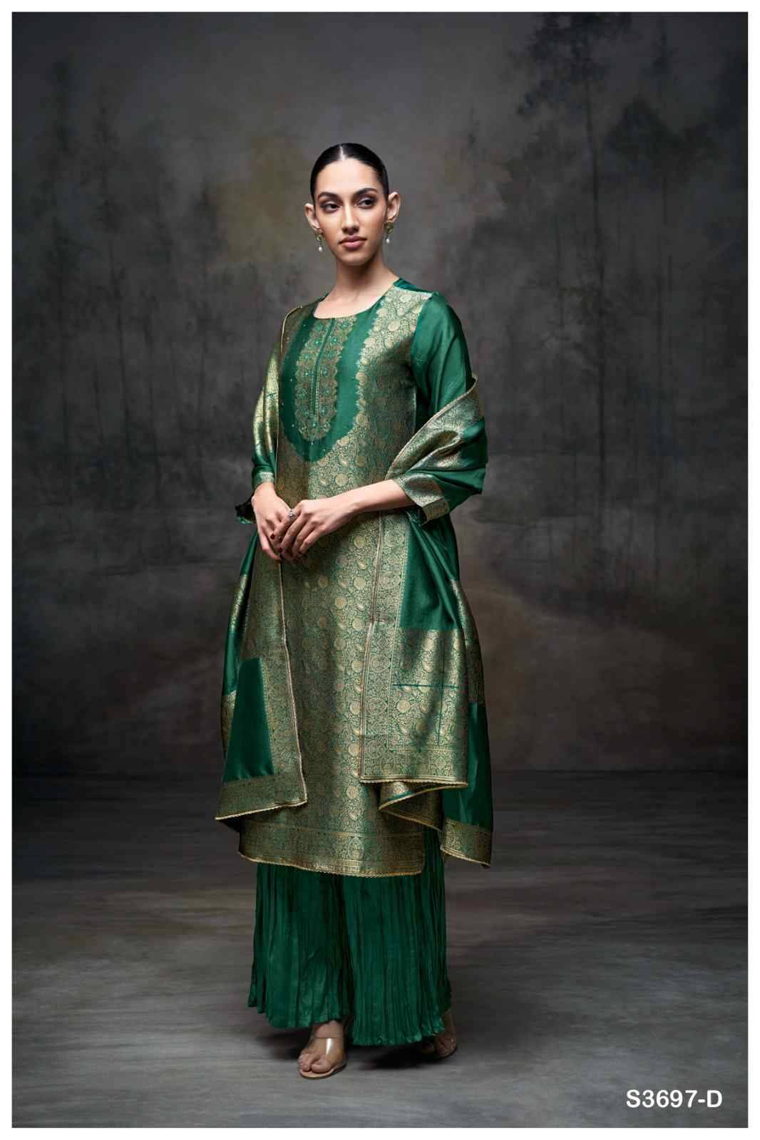 Kimberly-3697 By Ganga Fashion 3697-A To 3697-D Series Beautiful Festive Suits Colorful Stylish Fancy Casual Wear & Ethnic Wear Pure Viscose Silk Jacquard Dresses At Wholesale Price