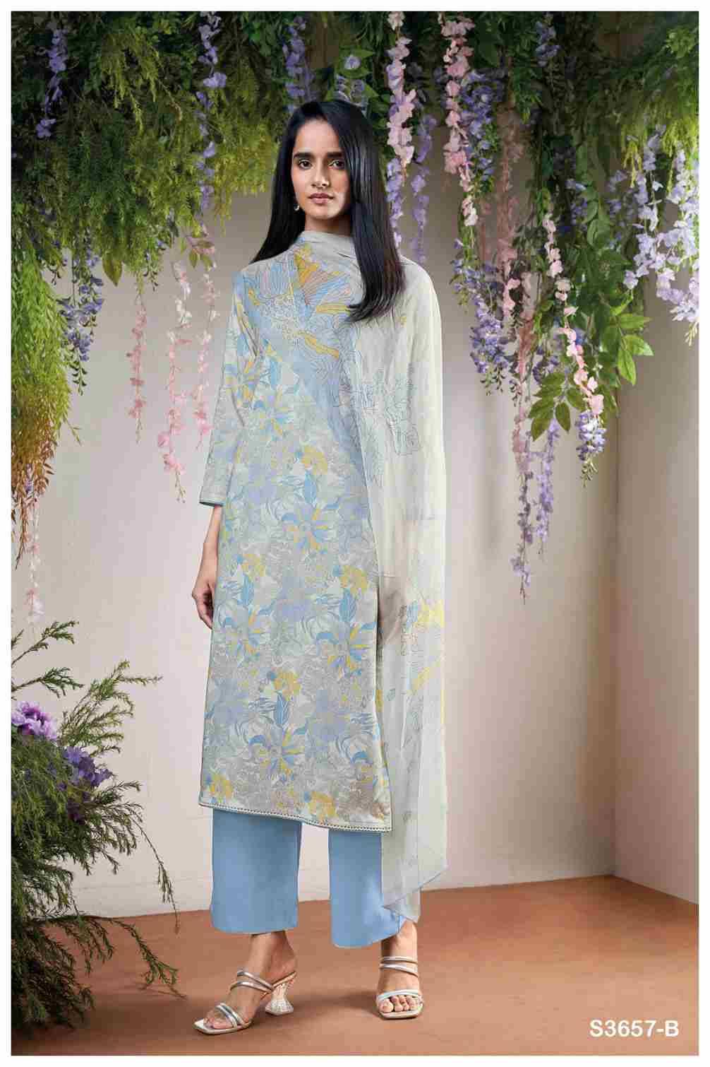 Thalira-3657 By Ganga Fashion 3657-A To 3657-D Series Beautiful Festive Suits Colorful Stylish Fancy Casual Wear & Ethnic Wear Pure Cotton Dresses At Wholesale Price
