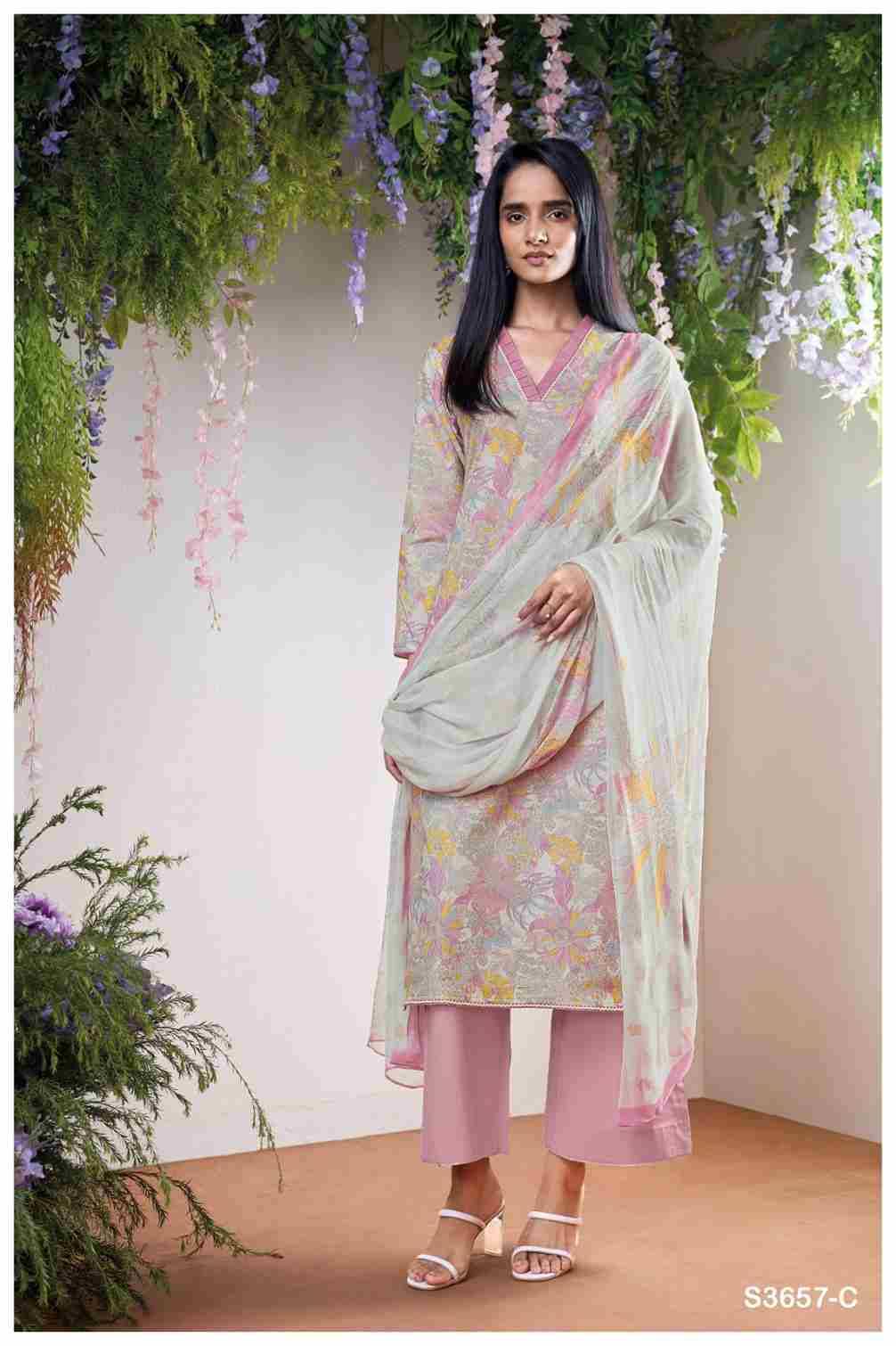 Thalira-3657 By Ganga Fashion 3657-A To 3657-D Series Beautiful Festive Suits Colorful Stylish Fancy Casual Wear & Ethnic Wear Pure Cotton Dresses At Wholesale Price