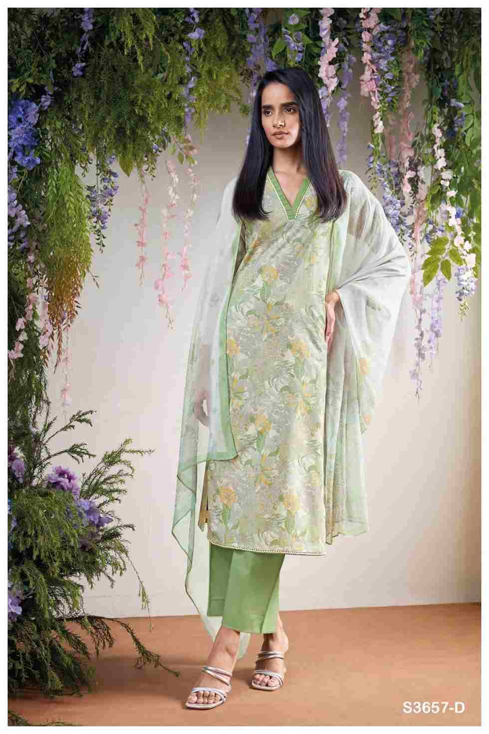 Thalira-3657 By Ganga Fashion 3657-A To 3657-D Series Beautiful Festive Suits Colorful Stylish Fancy Casual Wear & Ethnic Wear Pure Cotton Dresses At Wholesale Price