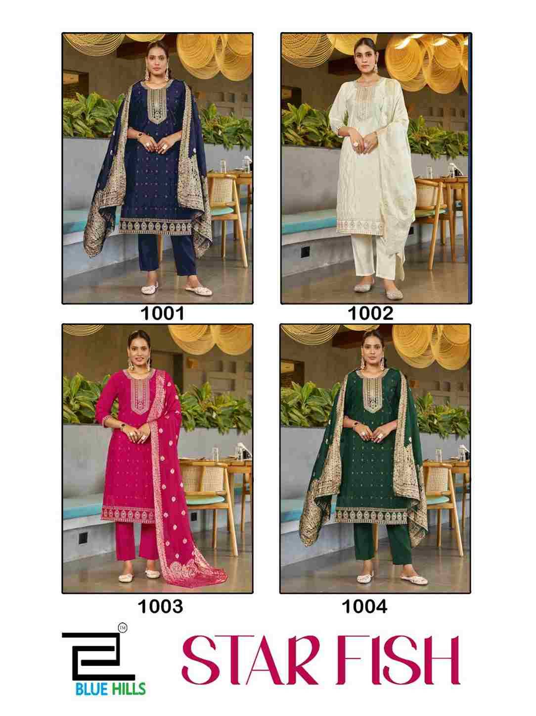Star Fish By Blue Hills 1001 To 1004 Series Beautiful Festive Suits Colorful Stylish Fancy Casual Wear & Ethnic Wear Roman Silk Dresses At Wholesale Price