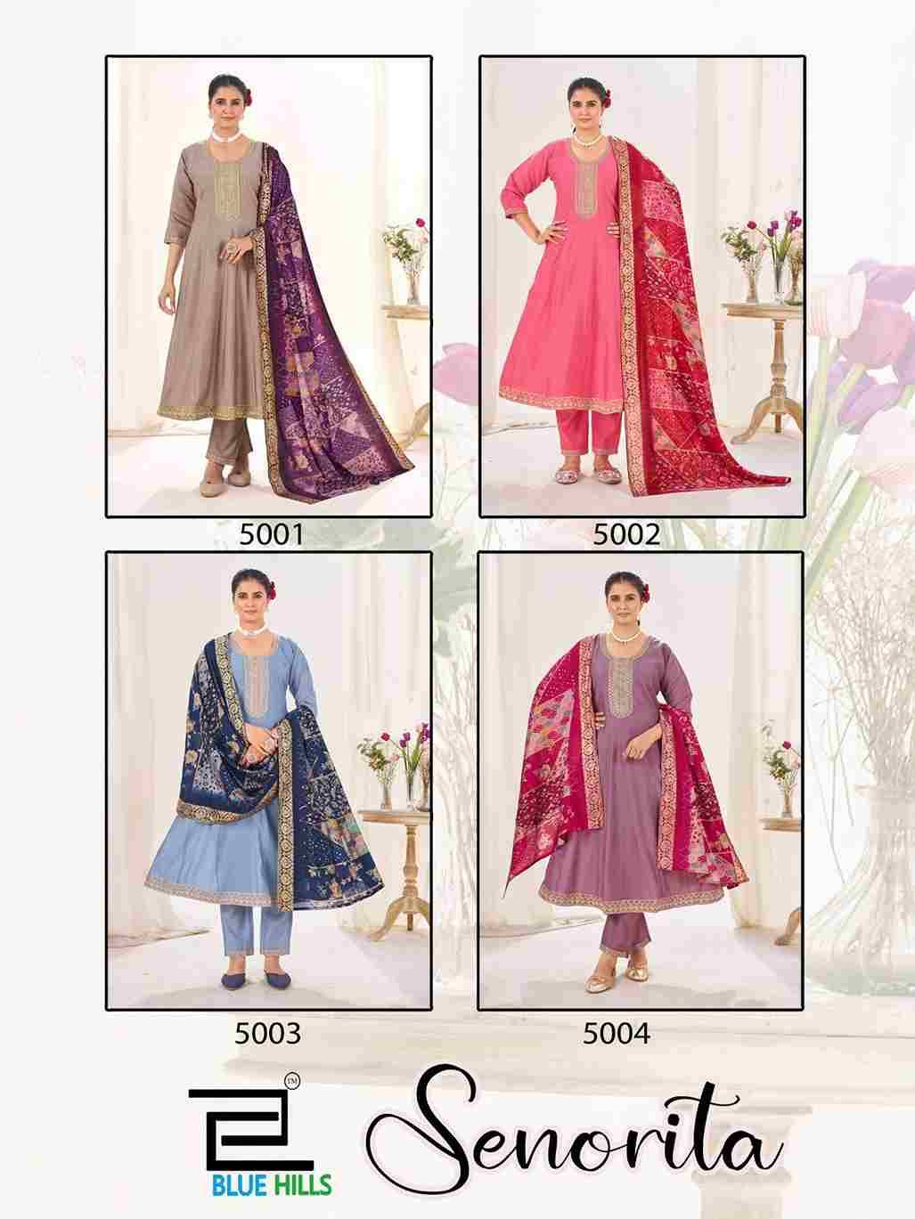 Senorita By Blue Hills 5001 To 5004 Series Beautiful Festive Suits Colorful Stylish Fancy Casual Wear & Ethnic Wear Roman Silk Dresses At Wholesale Price