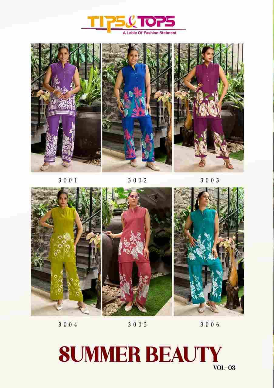 Summer Beauty Vol-3 By Tips And Tops 3001 To 3006 Series Designer Stylish Fancy Colorful Beautiful Party Wear & Ethnic Wear Collection Heavy Rayon Co-Ords At Wholesale Price