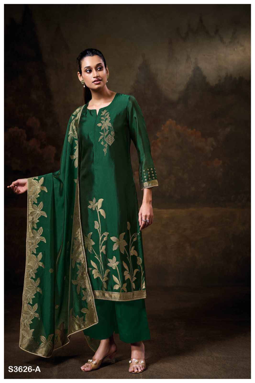 Mounika-3626 By Ganga Fashion 3626-A To 3626-D Series Beautiful Festive Suits Colorful Stylish Fancy Casual Wear & Ethnic Wear Pure Viscose Silk Dresses At Wholesale Price