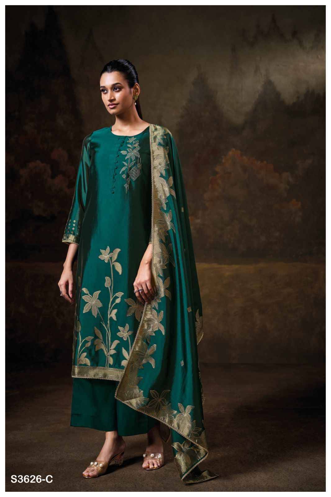 Mounika-3626 By Ganga Fashion 3626-A To 3626-D Series Beautiful Festive Suits Colorful Stylish Fancy Casual Wear & Ethnic Wear Pure Viscose Silk Dresses At Wholesale Price