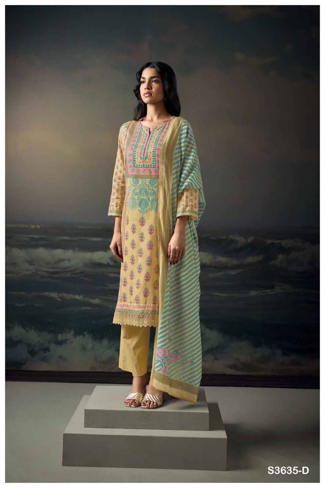 Diora-3635 By Ganga Fashion 3635-A To 3635-D Series Beautiful Festive Suits Colorful Stylish Fancy Casual Wear & Ethnic Wear Pure Cotton Dresses At Wholesale Price