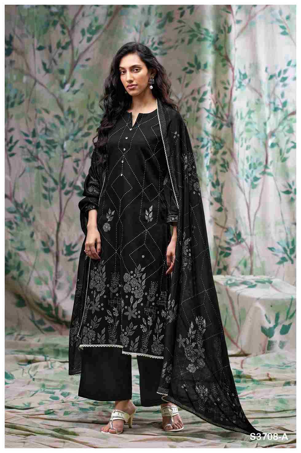 Harleen-3708 By Ganga Fashion 3708-A To 3708-D Series Beautiful Festive Suits Colorful Stylish Fancy Casual Wear & Ethnic Wear Pure Cotton Satin Dresses At Wholesale Price