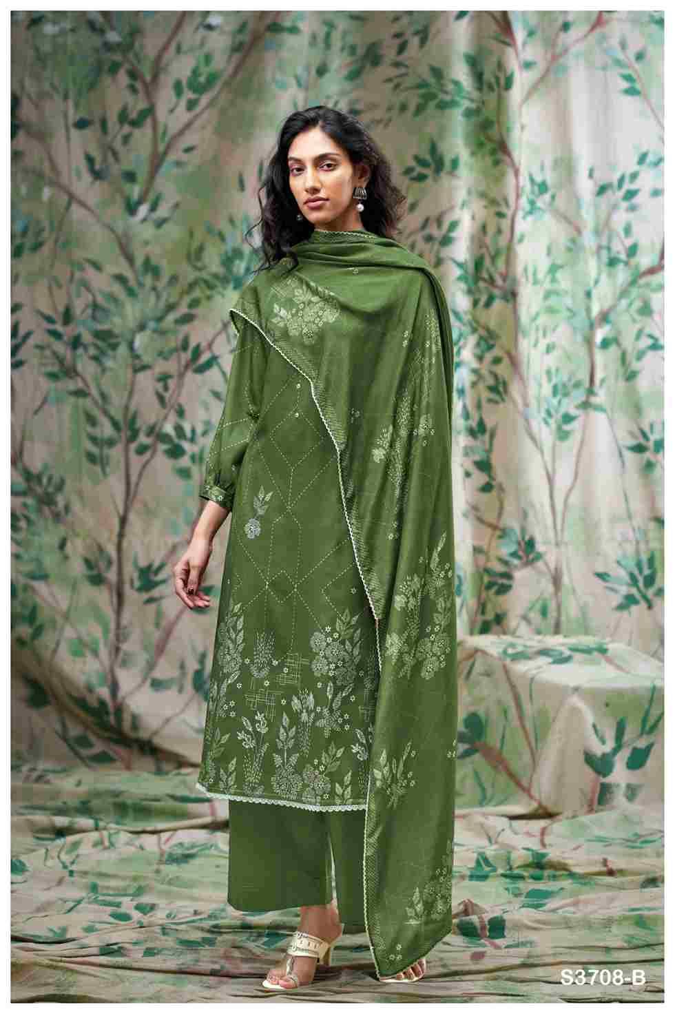 Harleen-3708 By Ganga Fashion 3708-A To 3708-D Series Beautiful Festive Suits Colorful Stylish Fancy Casual Wear & Ethnic Wear Pure Cotton Satin Dresses At Wholesale Price