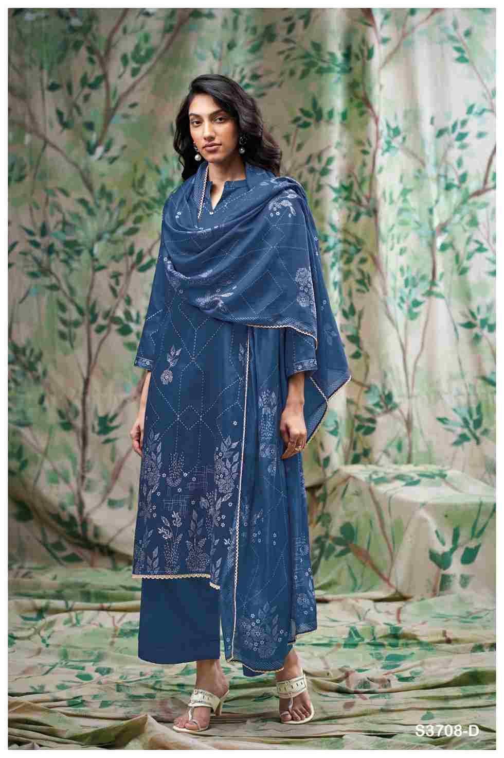 Harleen-3708 By Ganga Fashion 3708-A To 3708-D Series Beautiful Festive Suits Colorful Stylish Fancy Casual Wear & Ethnic Wear Pure Cotton Satin Dresses At Wholesale Price