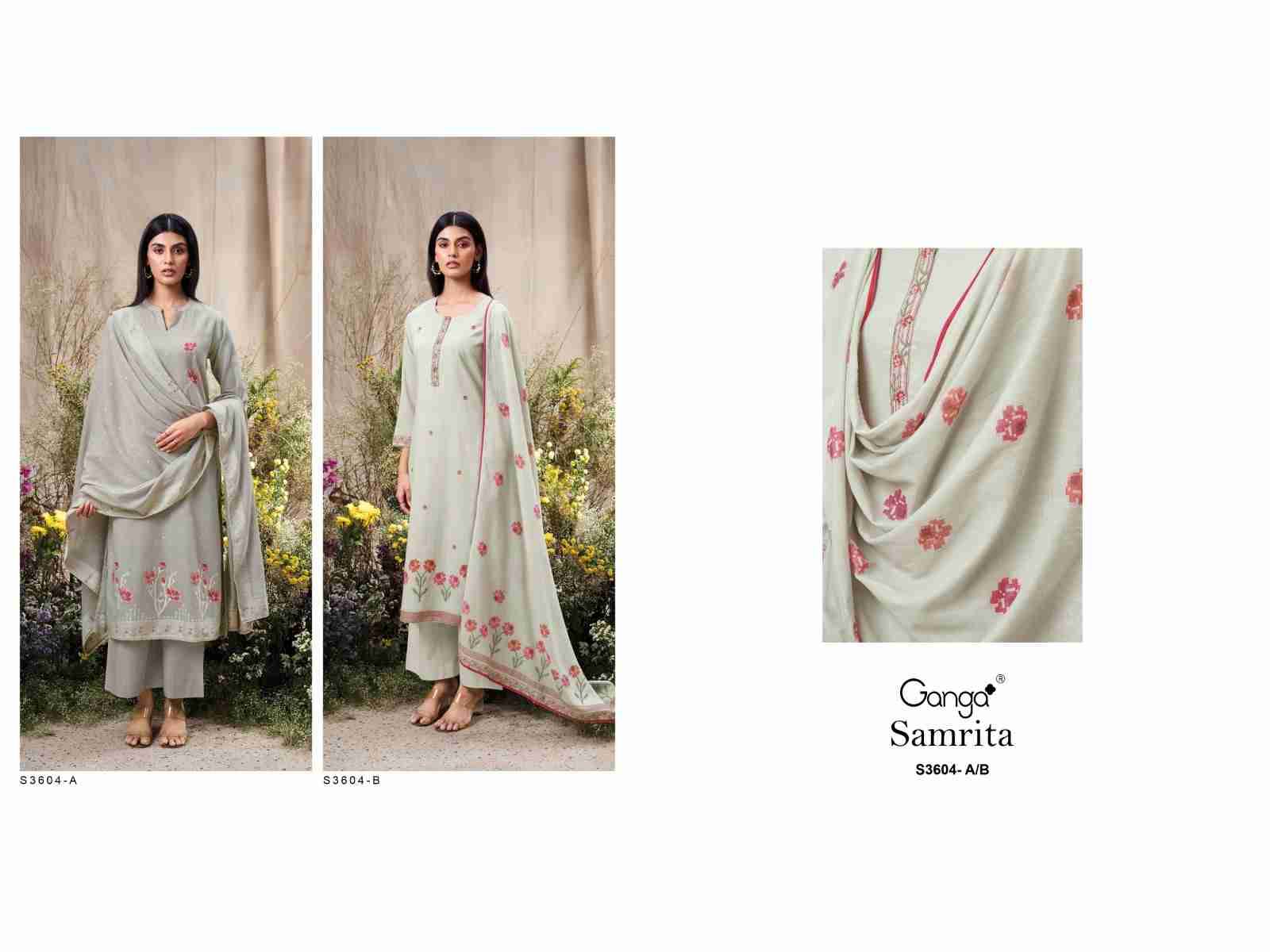 Samrita-3604 By Ganga Fashion 3604-A To 3604-B Series Beautiful Festive Suits Colorful Stylish Fancy Casual Wear & Ethnic Wear Pure Cotton Jacquard Dresses At Wholesale Price