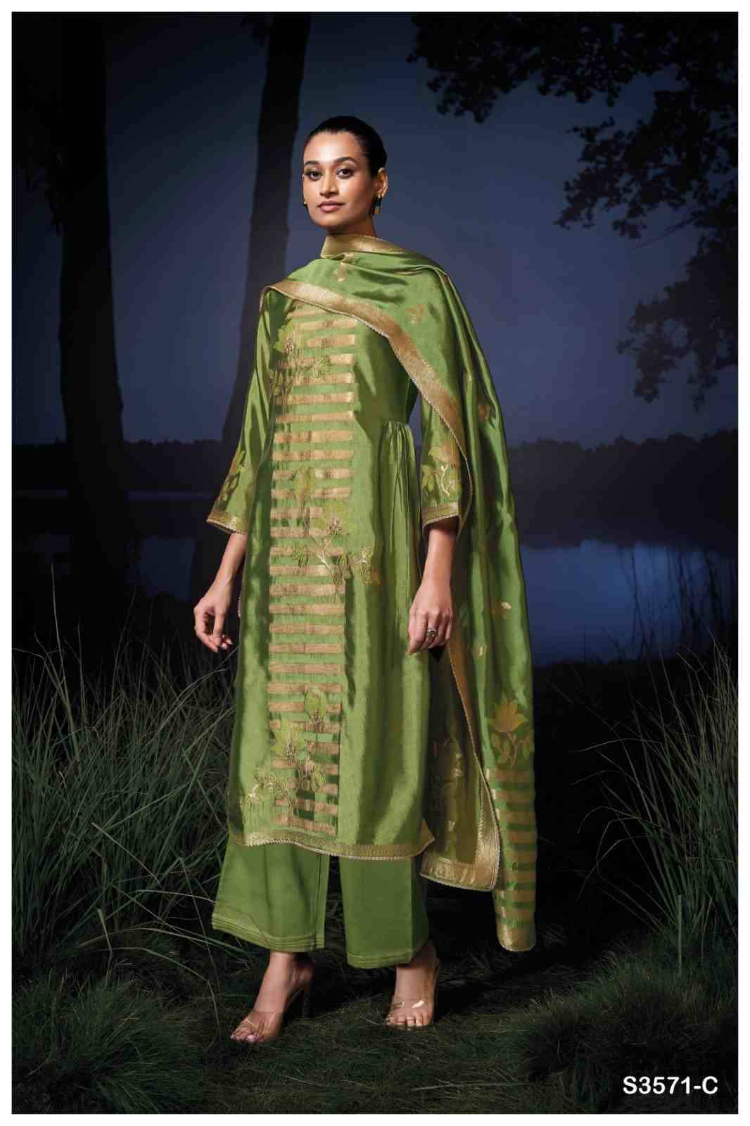 Naima-3571 By Ganga Fashion 3571-A To 3571-D Series Beautiful Festive Suits Colorful Stylish Fancy Casual Wear & Ethnic Wear Pure Viscose Silk Dresses At Wholesale Price
