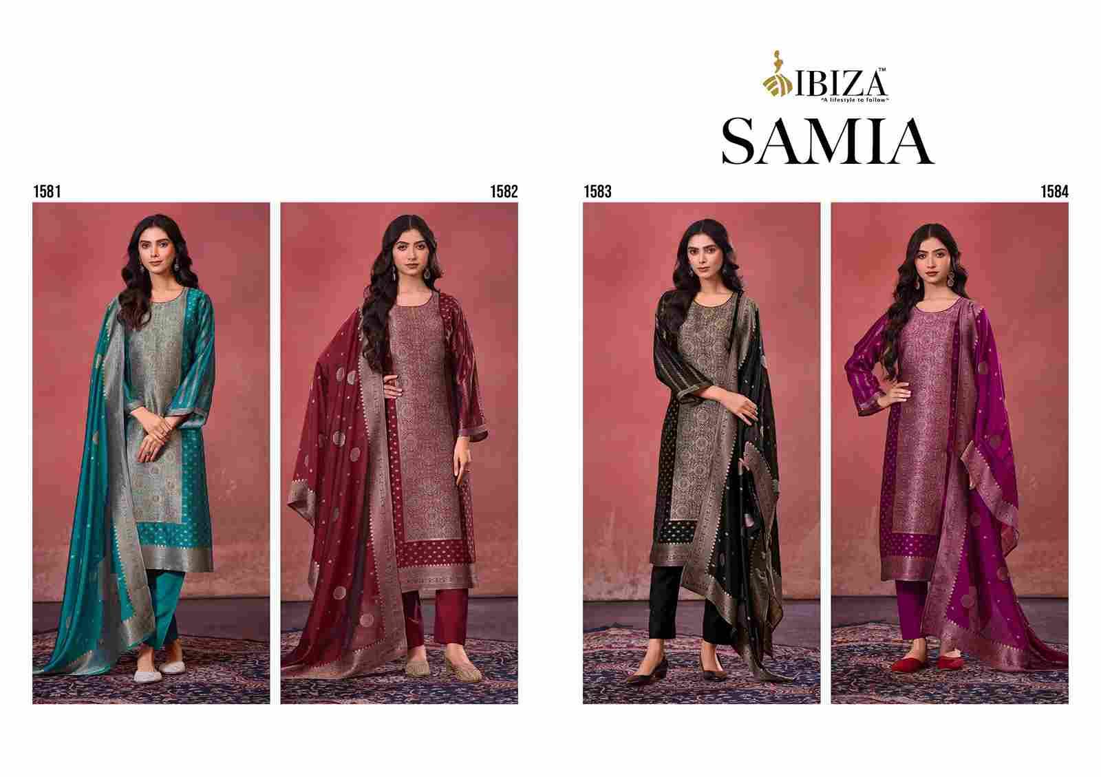 Samia By Ibiza 1581 To 1584 Series Designer Festive Suits Beautiful Fancy Stylish Colorful Party Wear & Occasional Wear Pure Bangalori Silk Jacquard Dresses At Wholesale Price