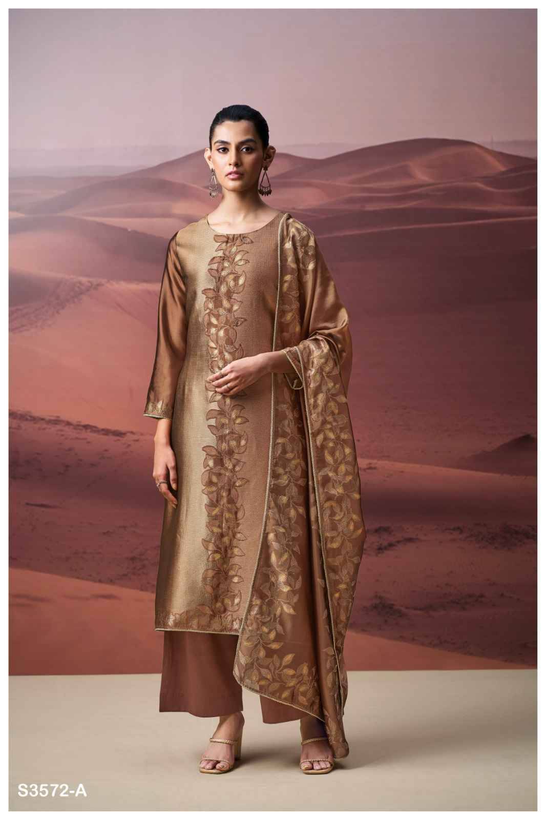 Gwenn-3572 By Ganga Fashion 3572-A To 3572-D Series Beautiful Festive Suits Colorful Stylish Fancy Casual Wear & Ethnic Wear Pure Viscose Silk Jacquard Dresses At Wholesale Price
