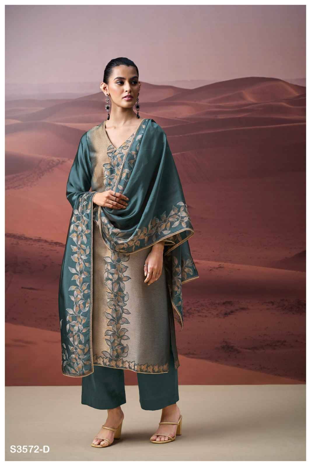 Gwenn-3572 By Ganga Fashion 3572-A To 3572-D Series Beautiful Festive Suits Colorful Stylish Fancy Casual Wear & Ethnic Wear Pure Viscose Silk Jacquard Dresses At Wholesale Price