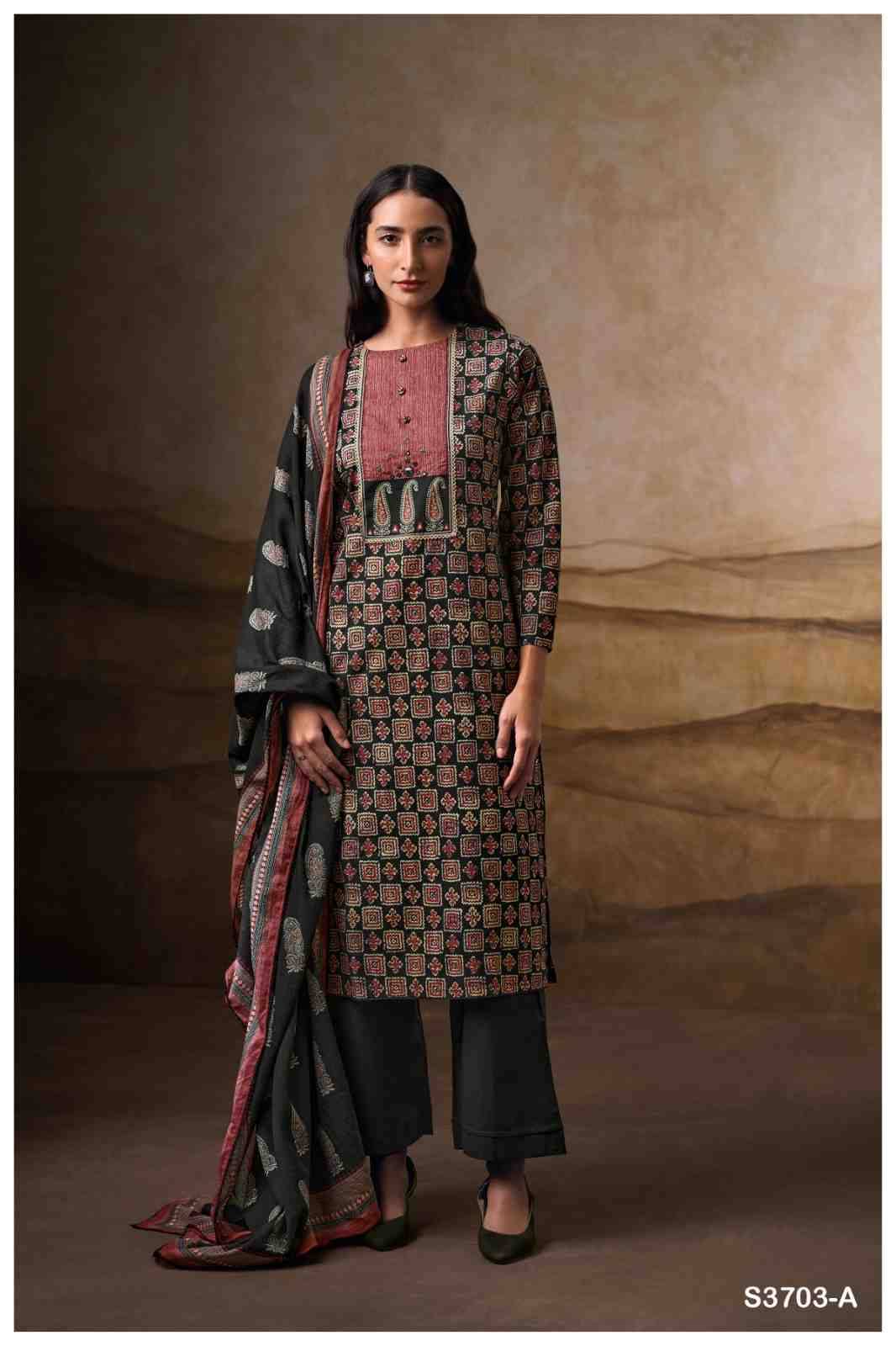 Naiara-3703 By Ganga Fashion 3703-A To 3703-D Series Beautiful Festive Suits Colorful Stylish Fancy Casual Wear & Ethnic Wear Pure Cotton Dresses At Wholesale Price