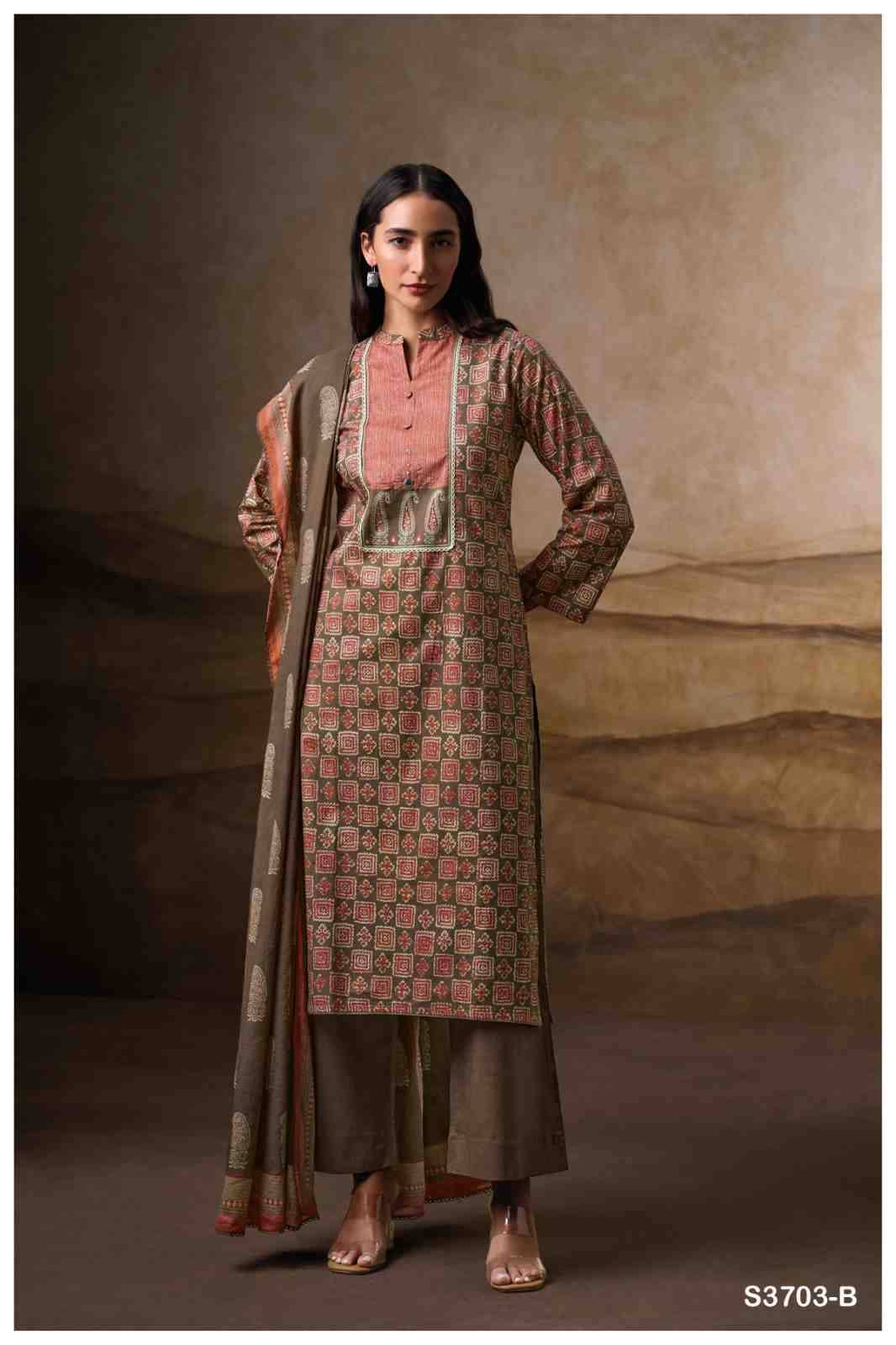 Naiara-3703 By Ganga Fashion 3703-A To 3703-D Series Beautiful Festive Suits Colorful Stylish Fancy Casual Wear & Ethnic Wear Pure Cotton Dresses At Wholesale Price