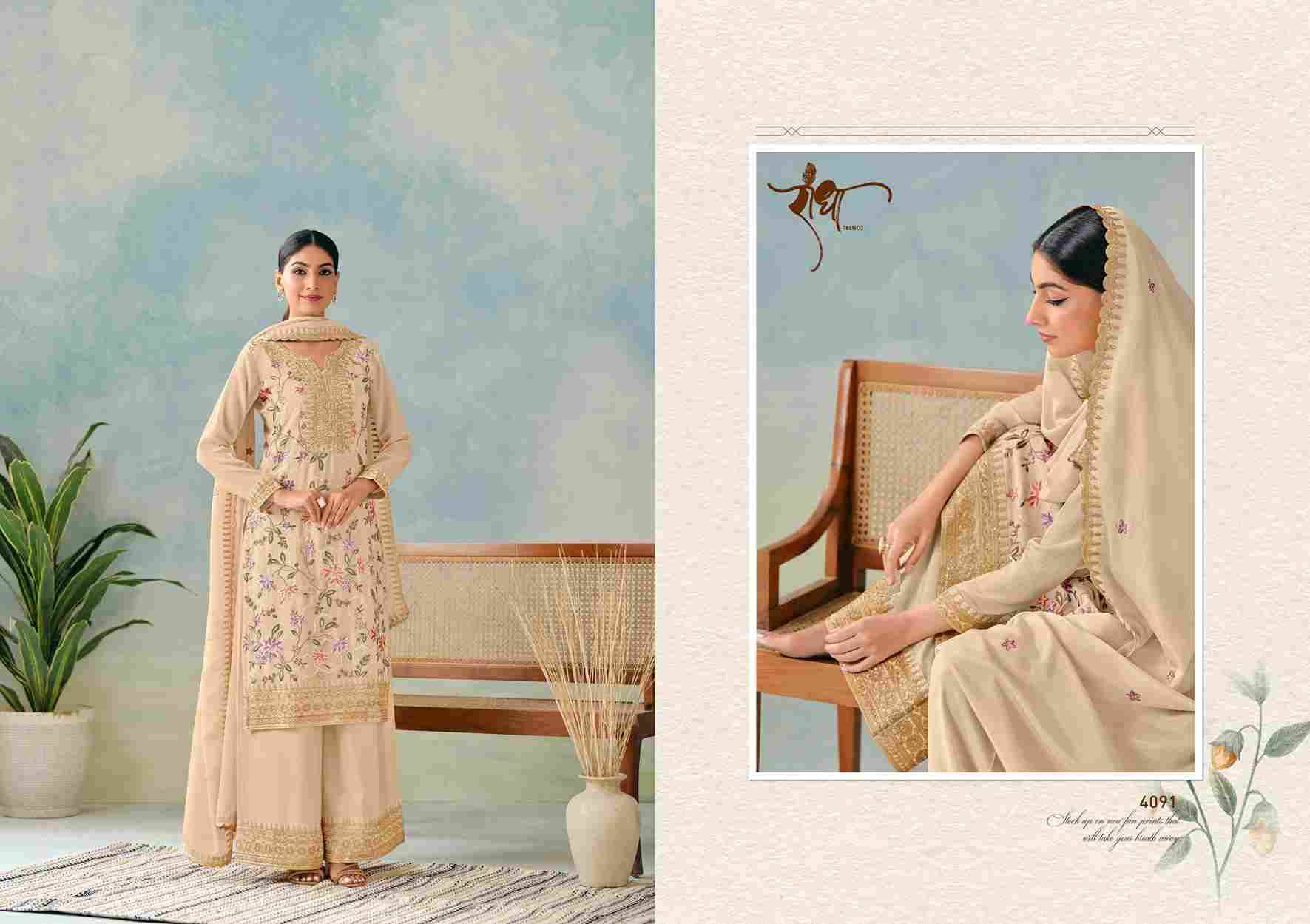 Miracle By Radha Trendz 4091 To 4094 Series Festive Suits Beautiful Fancy Colorful Stylish Party Wear & Occasional Wear Pure Chinnon Dresses At Wholesale Price