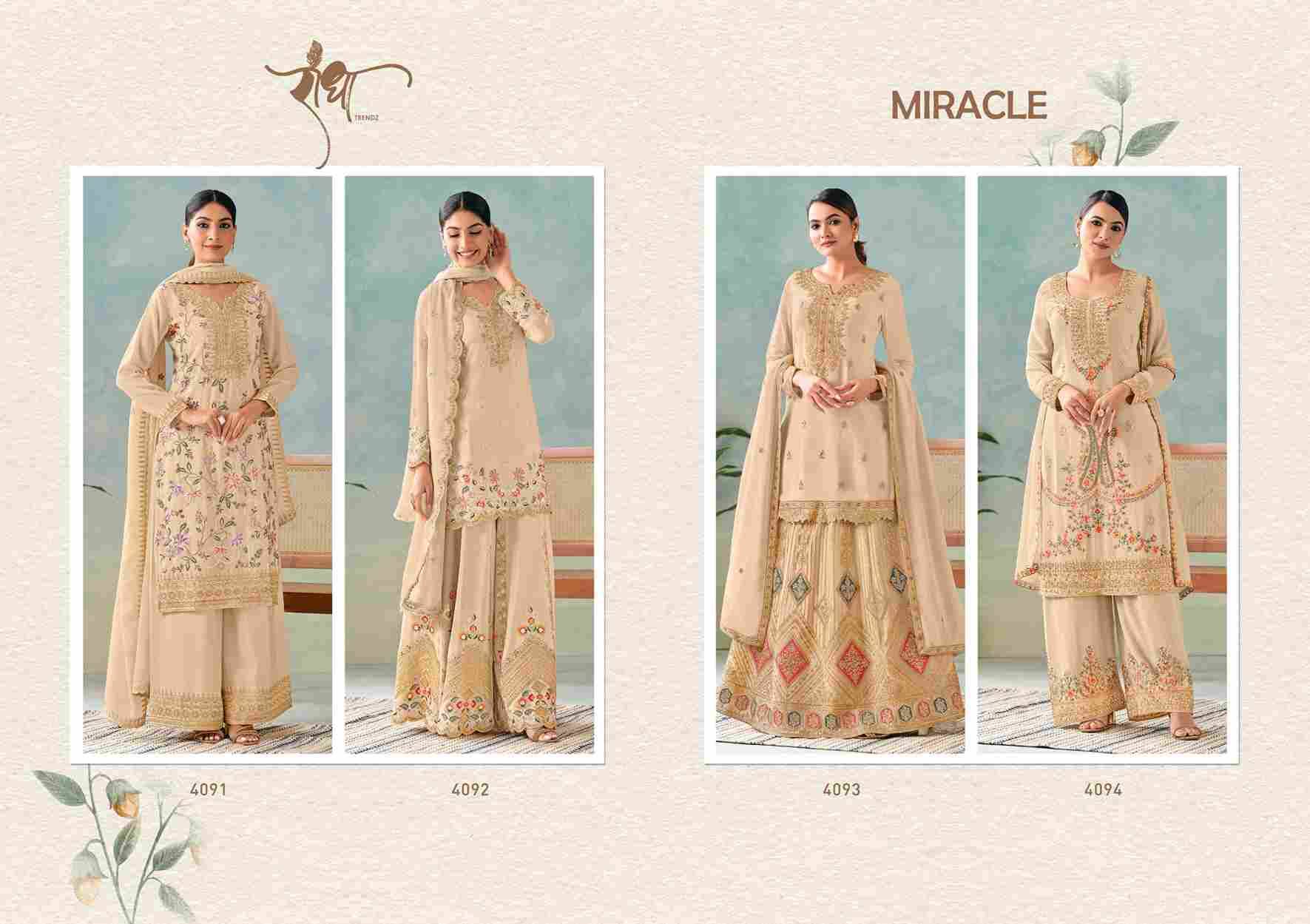 Miracle By Radha Trendz 4091 To 4094 Series Festive Suits Beautiful Fancy Colorful Stylish Party Wear & Occasional Wear Pure Chinnon Dresses At Wholesale Price