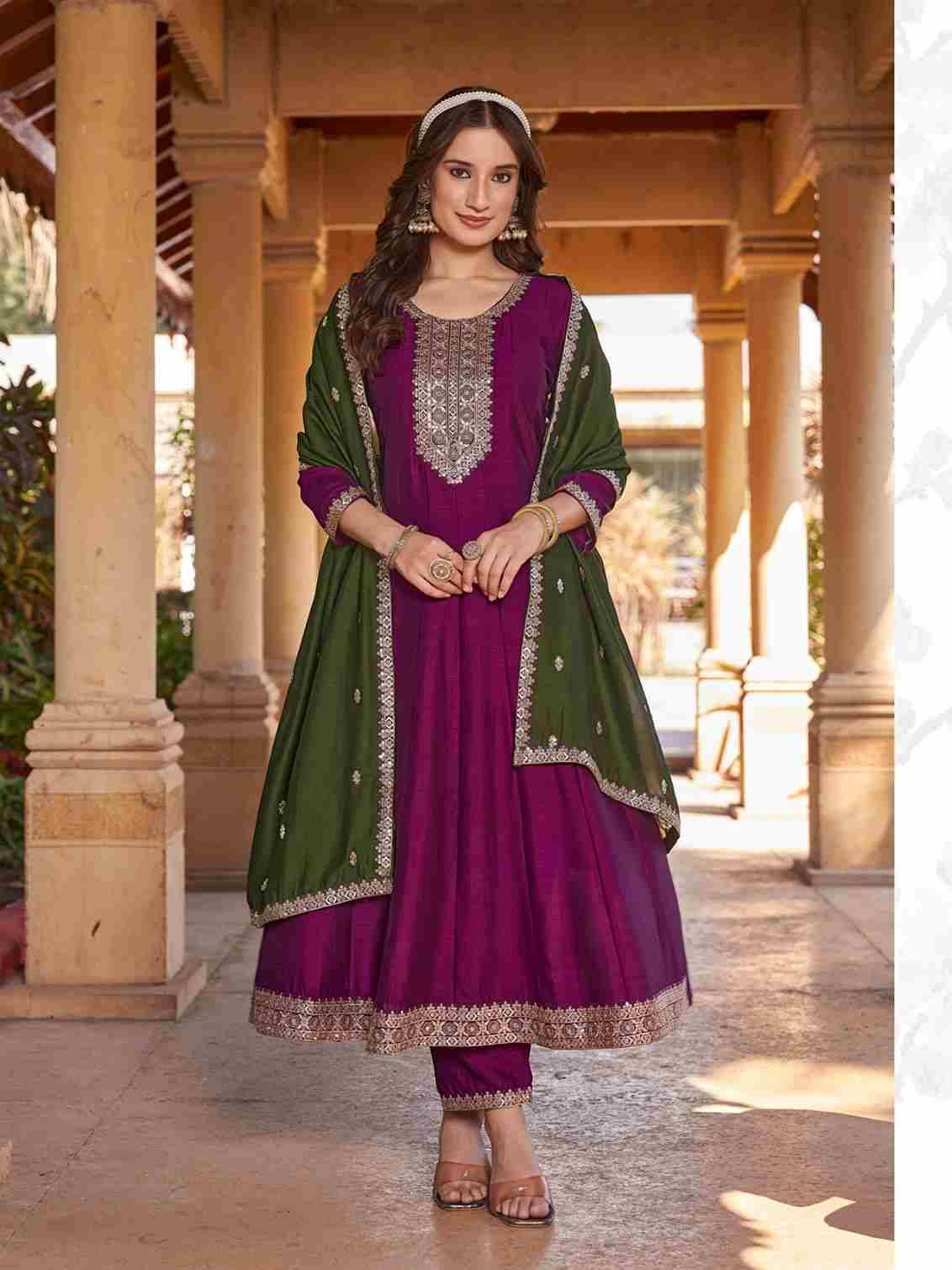 Aarohi By Aanchi 01 To 04 Series Beautiful Suits Colorful Stylish Fancy Casual Wear & Ethnic Wear Vichitra Silk Dresses At Wholesale Price
