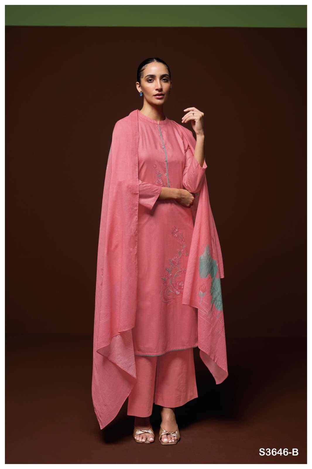 Falisha-3646 By Ganga Fashion 3646-A To 3646-D Series Beautiful Festive Suits Colorful Stylish Fancy Casual Wear & Ethnic Wear Pure Cotton Dresses At Wholesale Price