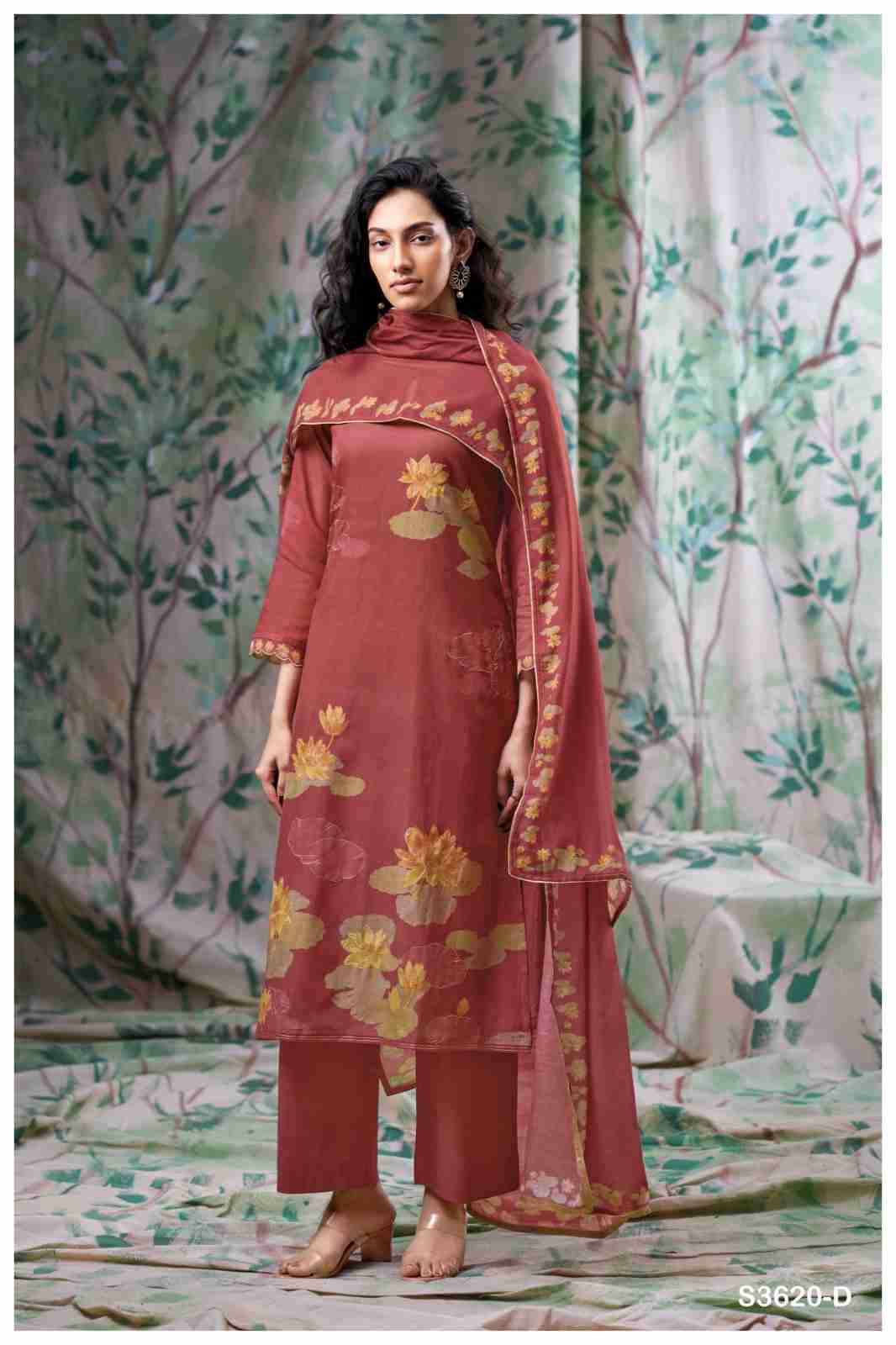 Ayra-3620 By Ganga Fashion 3620-A To 3620-D Series Beautiful Festive Suits Colorful Stylish Fancy Casual Wear & Ethnic Wear Pure Mal Dresses At Wholesale Price