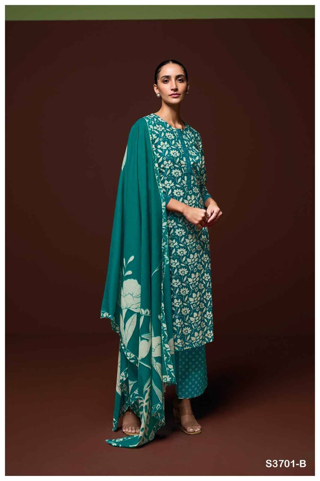 Jivika-3701 By Ganga Fashion 3701-A To 3701-D Series Beautiful Festive Suits Colorful Stylish Fancy Casual Wear & Ethnic Wear Pure Cotton Dresses At Wholesale Price