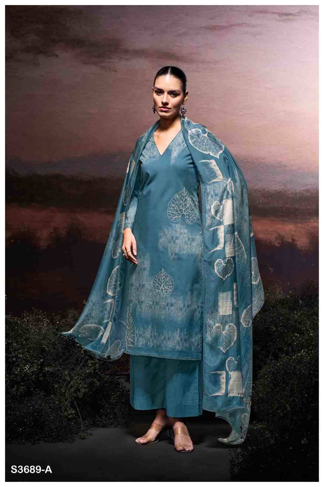 Hafija-3689 By Ganga Fashion 3689-A To 3689-D Series Beautiful Festive Suits Colorful Stylish Fancy Casual Wear & Ethnic Wear Pure Cotton Dresses At Wholesale Price